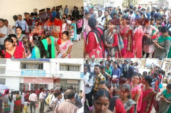 5 posts : 5000 applicants ! hapless unemployed youths standing in queues since morning for Tripuraâ€™s OBC Welfare's LD Clerk post